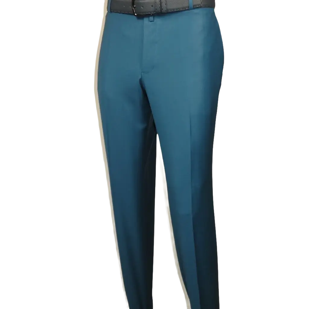 Men's MONO Turkey Slacks 100% Wool Plain Front Regular Fit 2501-12 L.Teal