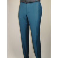 Men's MONO Turkey Slacks 100% Wool Plain Front Regular Fit 2501-12 L.Teal