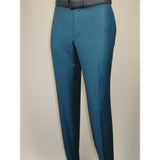 Men's MONO Turkey Slacks 100% Wool Plain Front Regular Fit 2501-12 L.Teal
