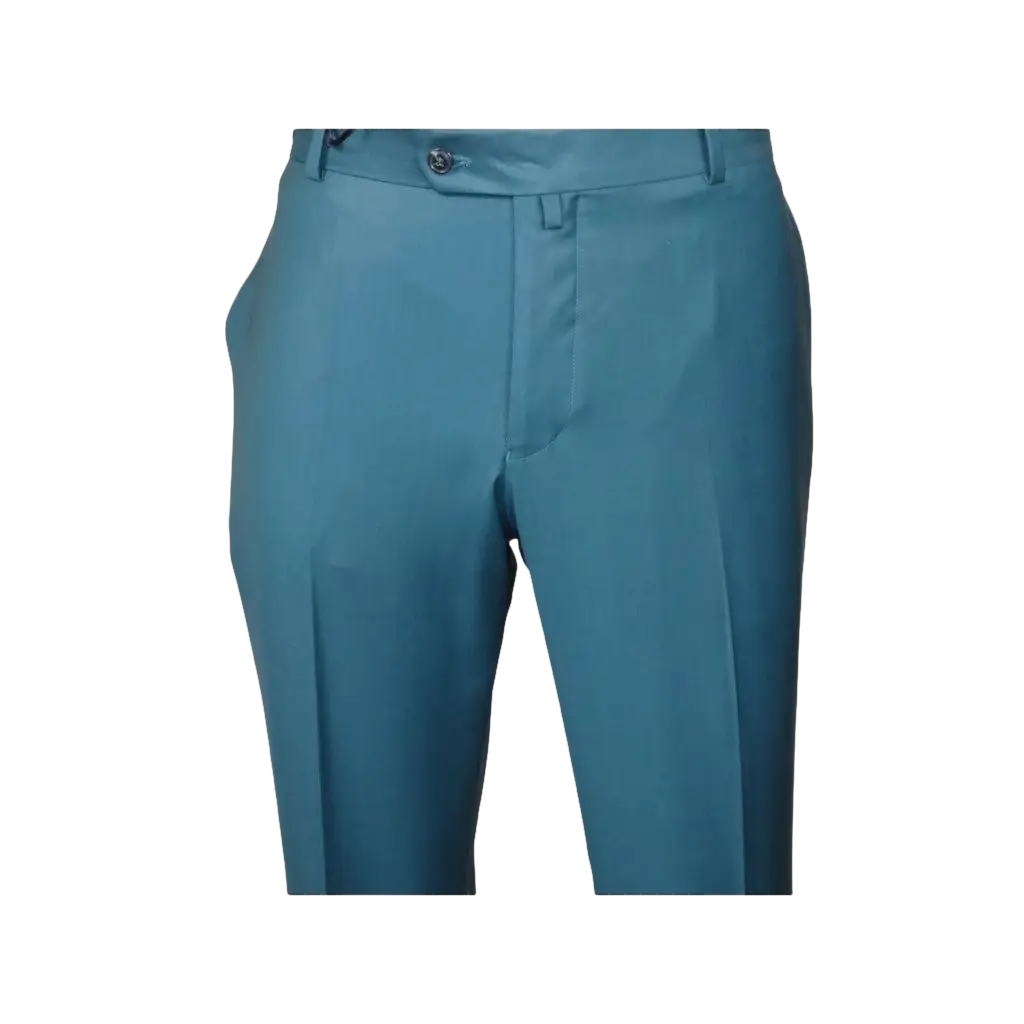 Men's MONO Turkey Slacks 100% Wool Plain Front Regular Fit 2501-12 L.Teal