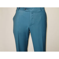 Men's MONO Turkey Slacks 100% Wool Plain Front Regular Fit 2501-12 L.Teal