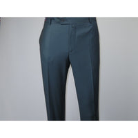 Men's MONO Turkey Slacks 100% Wool Plain Front Regular Fit 2501-17 D. Teal