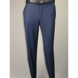 Men's MONO Turkey Slacks 100% Wool Plain Front Regular Fit 2501-24 Mid Blue