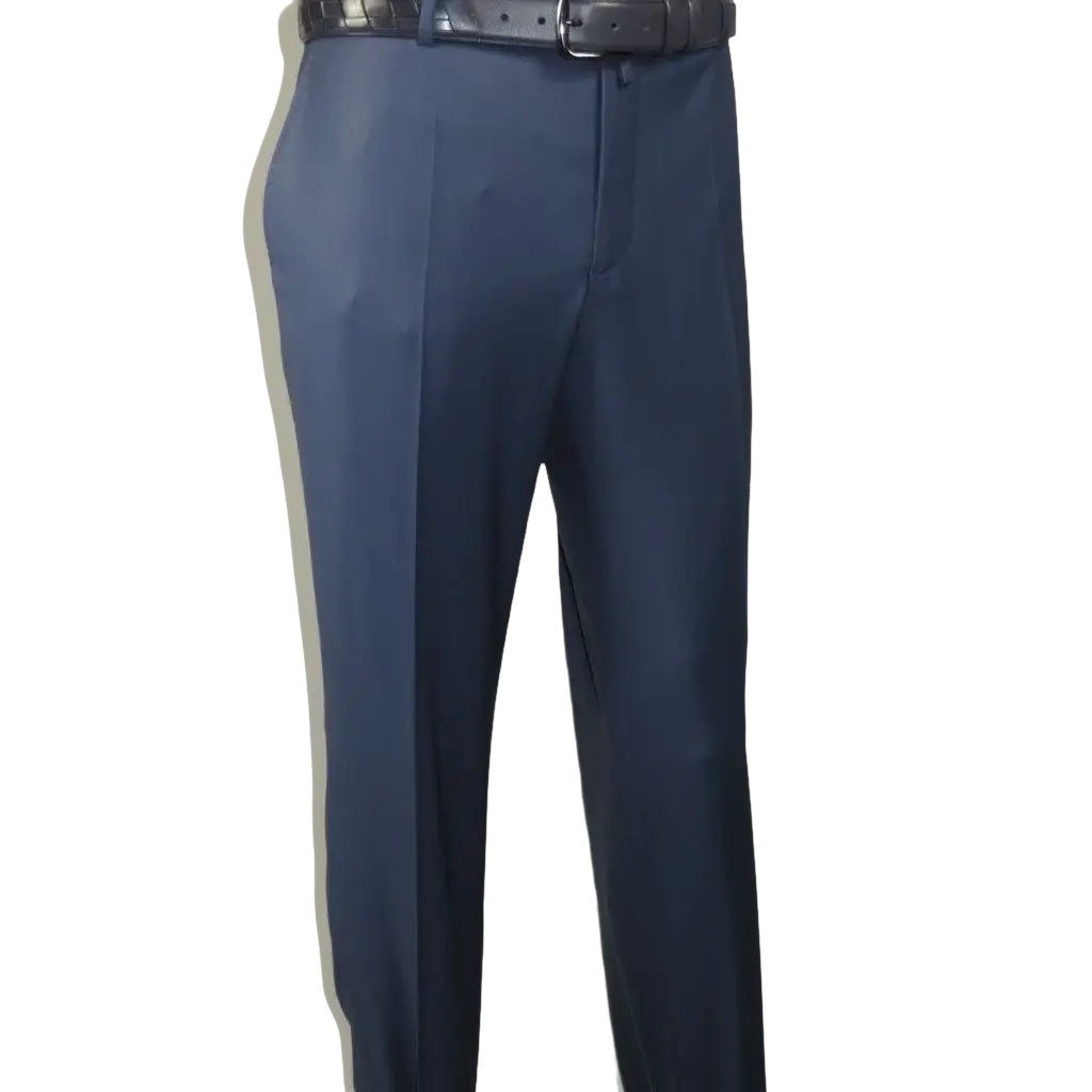 Men's MONO Turkey Slacks 100% Wool Plain Front Regular Fit 2501-24 Mid Blue