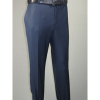 Men's MONO Turkey Slacks 100% Wool Plain Front Regular Fit 2501-24 Mid Blue