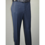 Men's MONO Turkey Slacks 100% Wool Plain Front Regular Fit 2501-24 Mid Blue