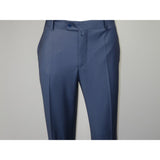 Men's MONO Turkey Slacks 100% Wool Plain Front Regular Fit 2501-24 Mid Blue