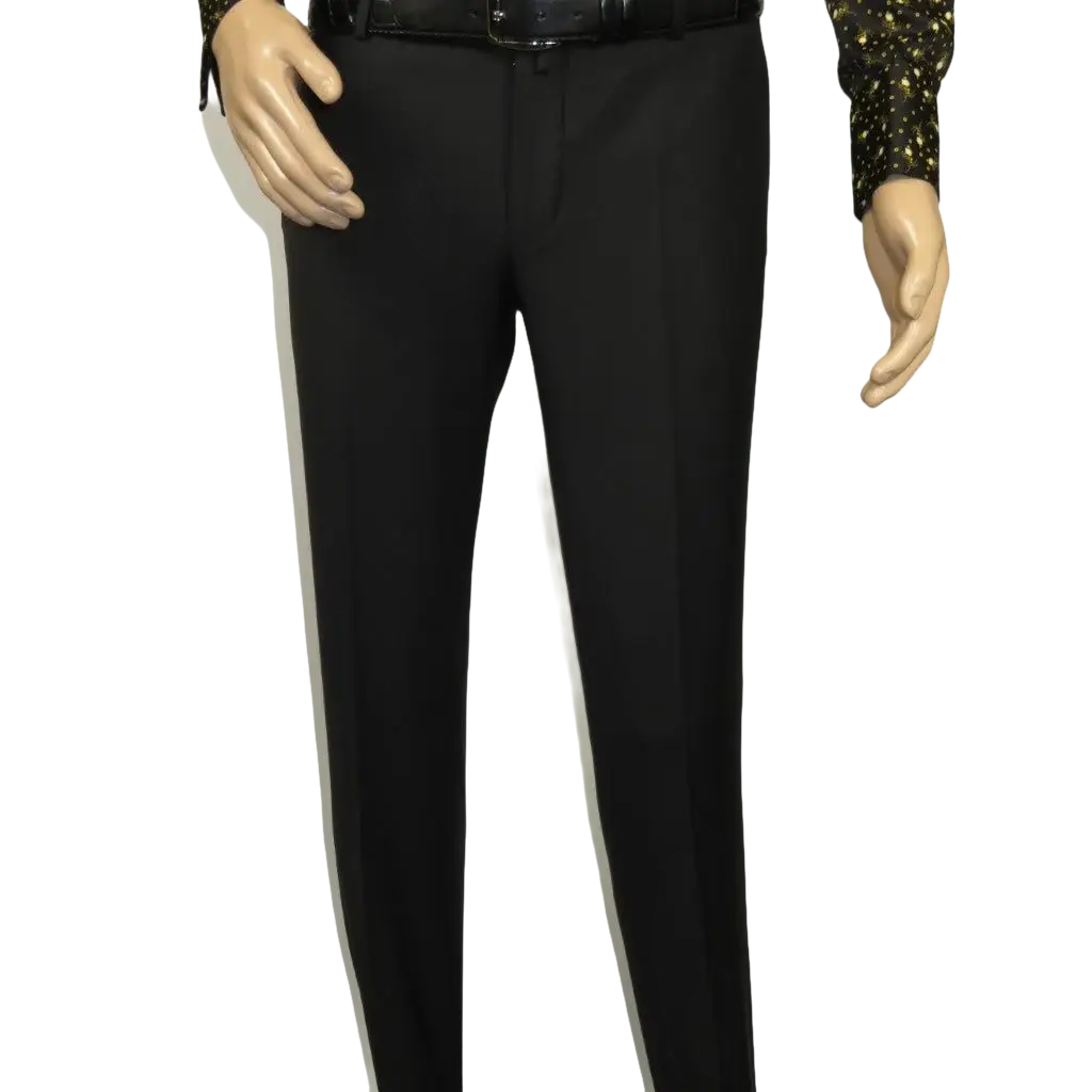 Men's MONO Turkey Slacks 100% Wool Plain Front Slim Fit 2502-01 Black
