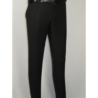 Men's MONO Turkey Slacks 100% Wool Plain Front Slim Fit 2502-01 Black