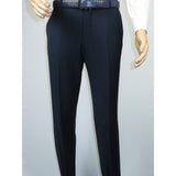 Men's MONO Turkey Slacks 100% Wool Plain Front Slim Fit 2502-02 Navy Blue
