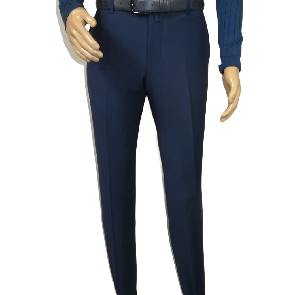 Men's MONO Turkey Slacks 100% Wool Plain Front Slim Fit 2502-04 Royal Blue