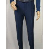 Men's MONO Turkey Slacks 100% Wool Plain Front Slim Fit 2502-04 Royal Blue