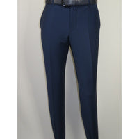 Men's MONO Turkey Slacks 100% Wool Plain Front Slim Fit 2502-04 Royal Blue
