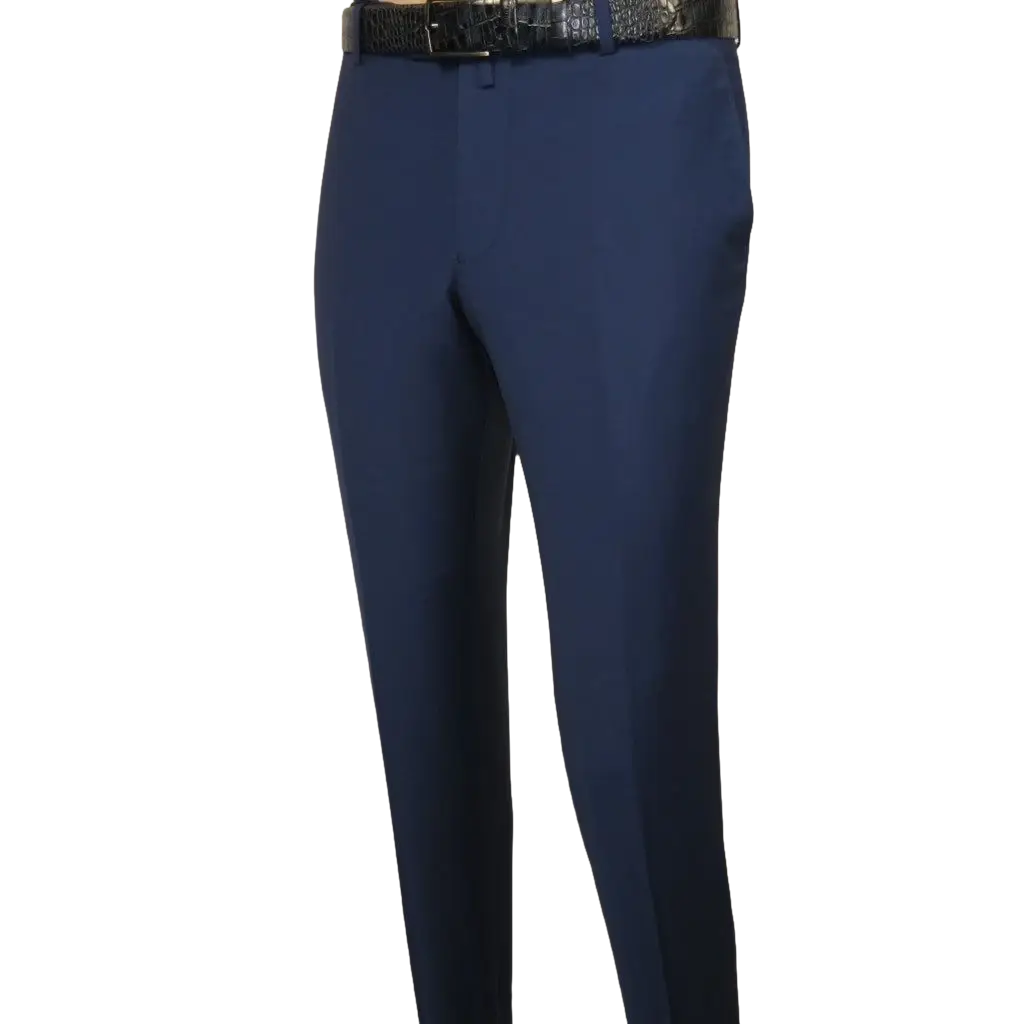 Men's MONO Turkey Slacks 100% Wool Plain Front Slim Fit 2502-04 Royal Blue