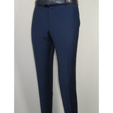 Men's MONO Turkey Slacks 100% Wool Plain Front Slim Fit 2502-04 Royal Blue