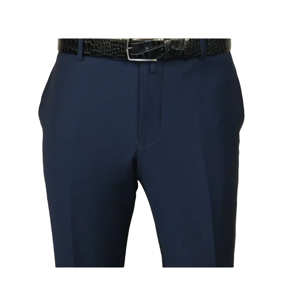 Men's MONO Turkey Slacks 100% Wool Plain Front Slim Fit 2502-04 Royal Blue