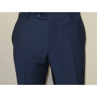 Men's MONO Turkey Slacks 100% Wool Plain Front Slim Fit 2502-04 Royal Blue