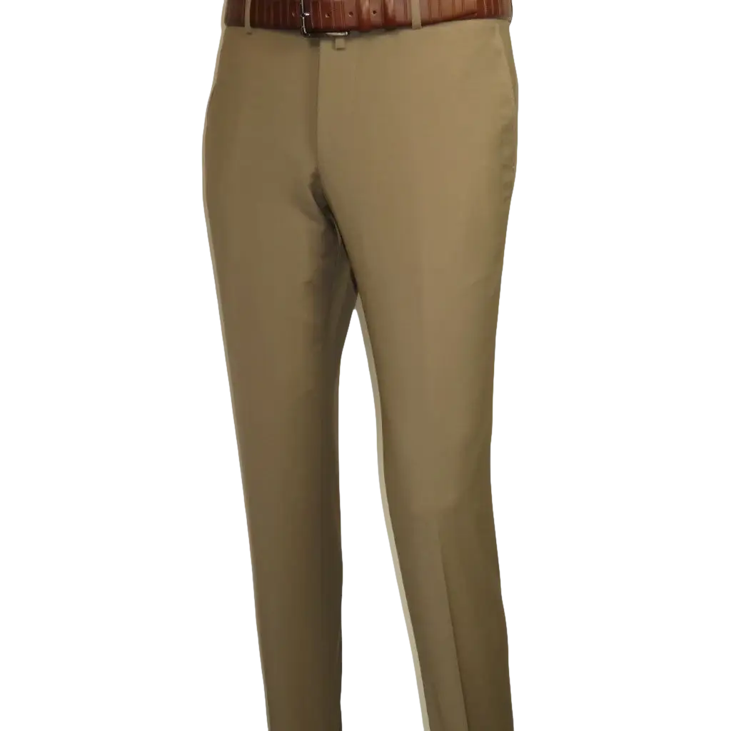 Men's MONO Turkey Slacks 100% Wool Plain Front Slim Fit 2502-7 Tan