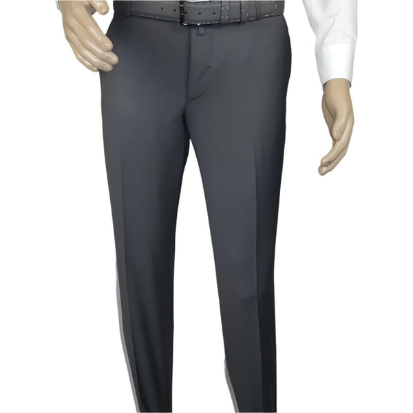 Men's MONO Turkey Slacks 100% Wool Plain Front Slim Fit 2502-06 Silver Gray