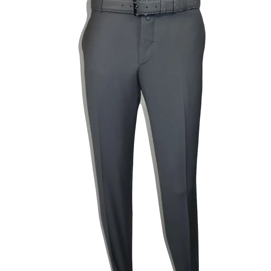 Men's MONO Turkey Slacks 100% Wool Plain Front Slim Fit 2502-08 Mid Gray