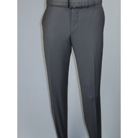 Men's MONO Turkey Slacks 100% Wool Plain Front Slim Fit 2502-06 Silver Gray