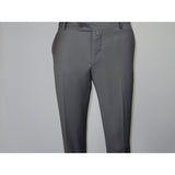Men's MONO Turkey Slacks 100% Wool Plain Front Slim Fit 2502-08 Mid Gray