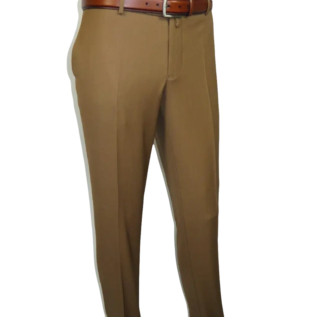 Men's MONO Turkey Slacks 100% Wool Plain Front Slim Fit 2502-10 Camel