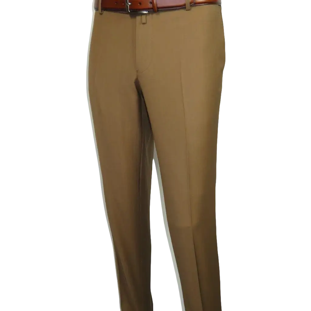 Men's MONO Turkey Slacks 100% Wool Plain Front Slim Fit 2502-10 Camel