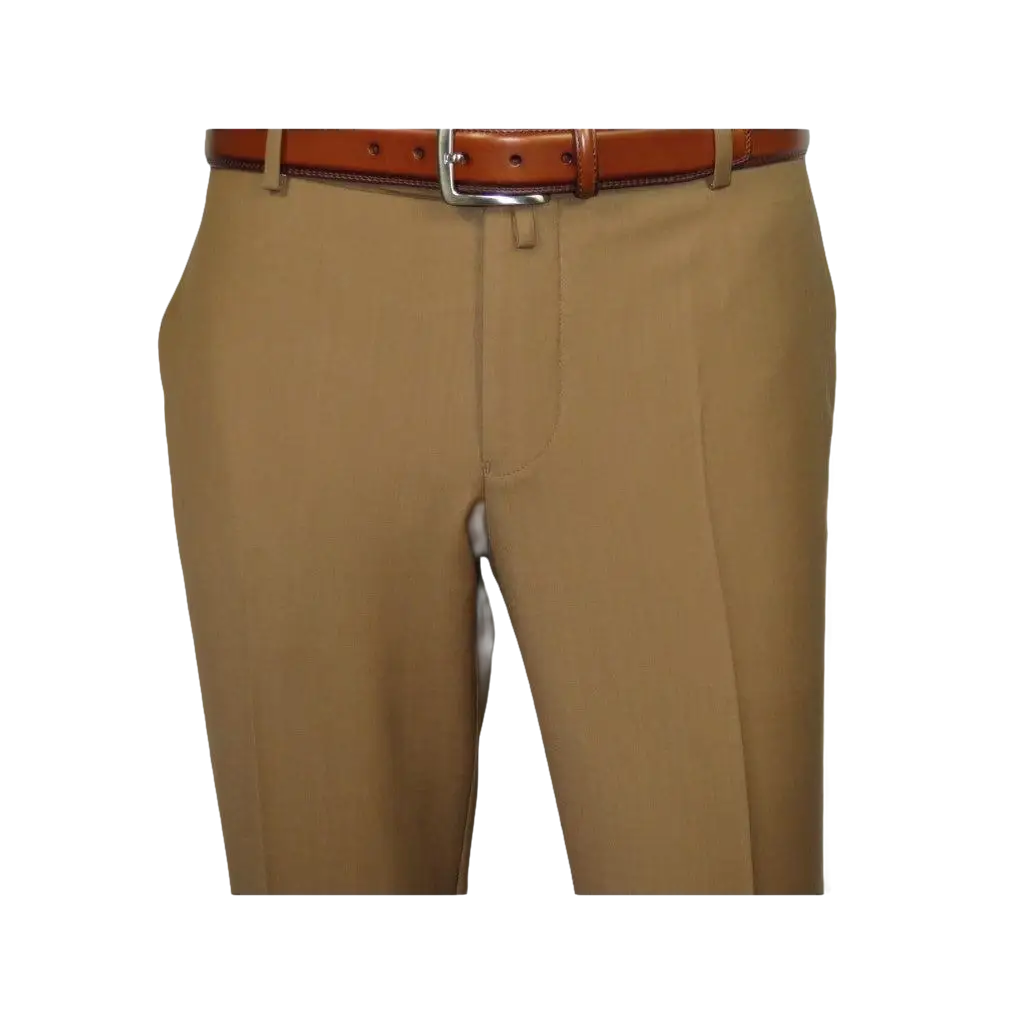 Men's MONO Turkey Slacks 100% Wool Plain Front Slim Fit 2502-10 Camel