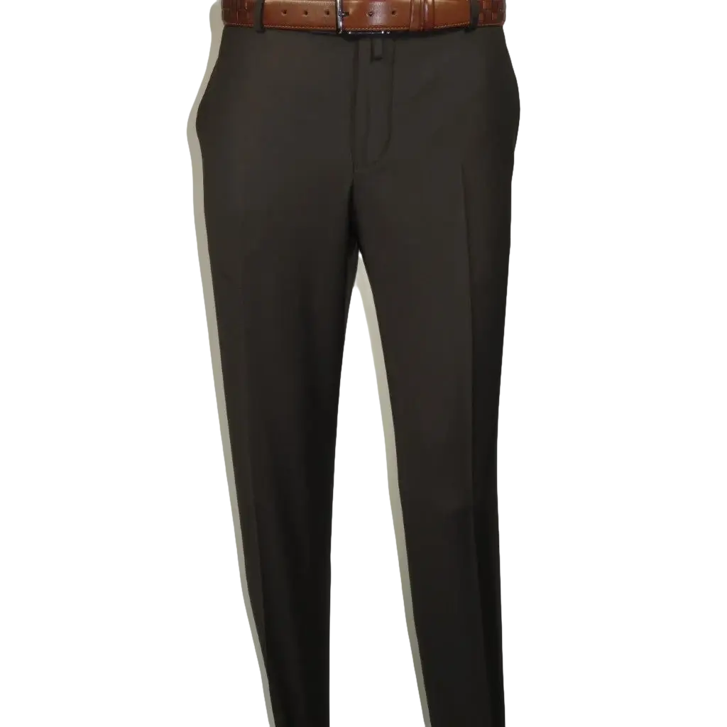 Men's MONO Turkey Slacks 100% Wool Plain Front Slim Fit 2502-11 D. Brown
