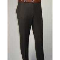 Men's MONO Turkey Slacks 100% Wool Plain Front Slim Fit 2502-11 D. Brown