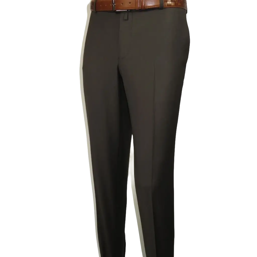 Men's MONO Turkey Slacks 100% Wool Plain Front Slim Fit 2502-11 D. Brown