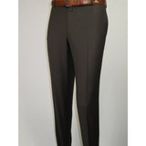 Men's MONO Turkey Slacks 100% Wool Plain Front Slim Fit 2502-11 D. Brown