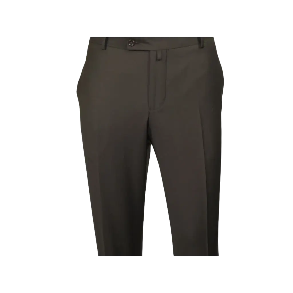 Men's MONO Turkey Slacks 100% Wool Plain Front Slim Fit 2502-11 D. Brown