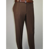 Men's MONO Turkey Slacks 100% Wool Plain Front Slim Fit 2502-12 Coco Brown