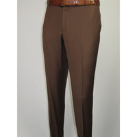 Men's MONO Turkey Slacks 100% Wool Plain Front Slim Fit 2502-12 Coco Brown