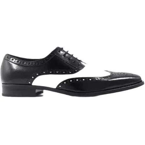 25092 - 111 Stacy Adams Tinsley Wingtip Oxford Men's Shoes Black White Lace Up - J.Valintin Men's Wear Legend - 256092 - 111 BW - 8.5