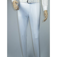 Men's MONO Turkey Slacks Wool Blend Plain Front Slim Fit 2534-10 White