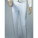 Men's MONO Turkey Slacks Wool Blend Plain Front Slim Fit 2534-10 White