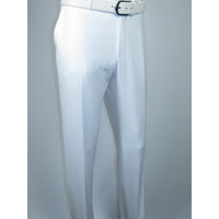 Men's MONO Turkey Slacks Wool Blend Plain Front Slim Fit 2534-10 White