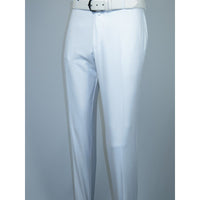 Men's MONO Turkey Slacks Wool Blend Plain Front Slim Fit 2534-10 White