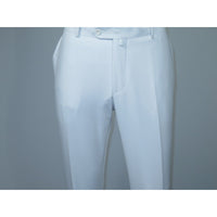 Men's MONO Turkey Slacks Wool Blend Plain Front Slim Fit 2534-10 White