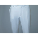 Men's MONO Turkey Slacks Wool Blend Plain Front Slim Fit 2534-10 White