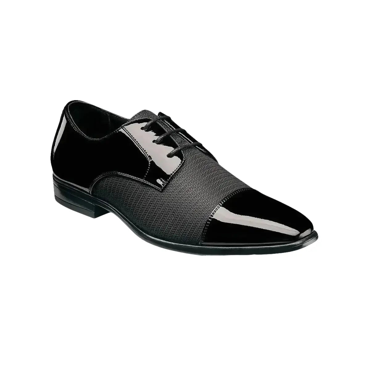 25530 Stacy Adams Shoes Pharaoh Formal Shoes Shiny Woven Black Cap Toe - J.Valintin Men's Wear Legend - 97903