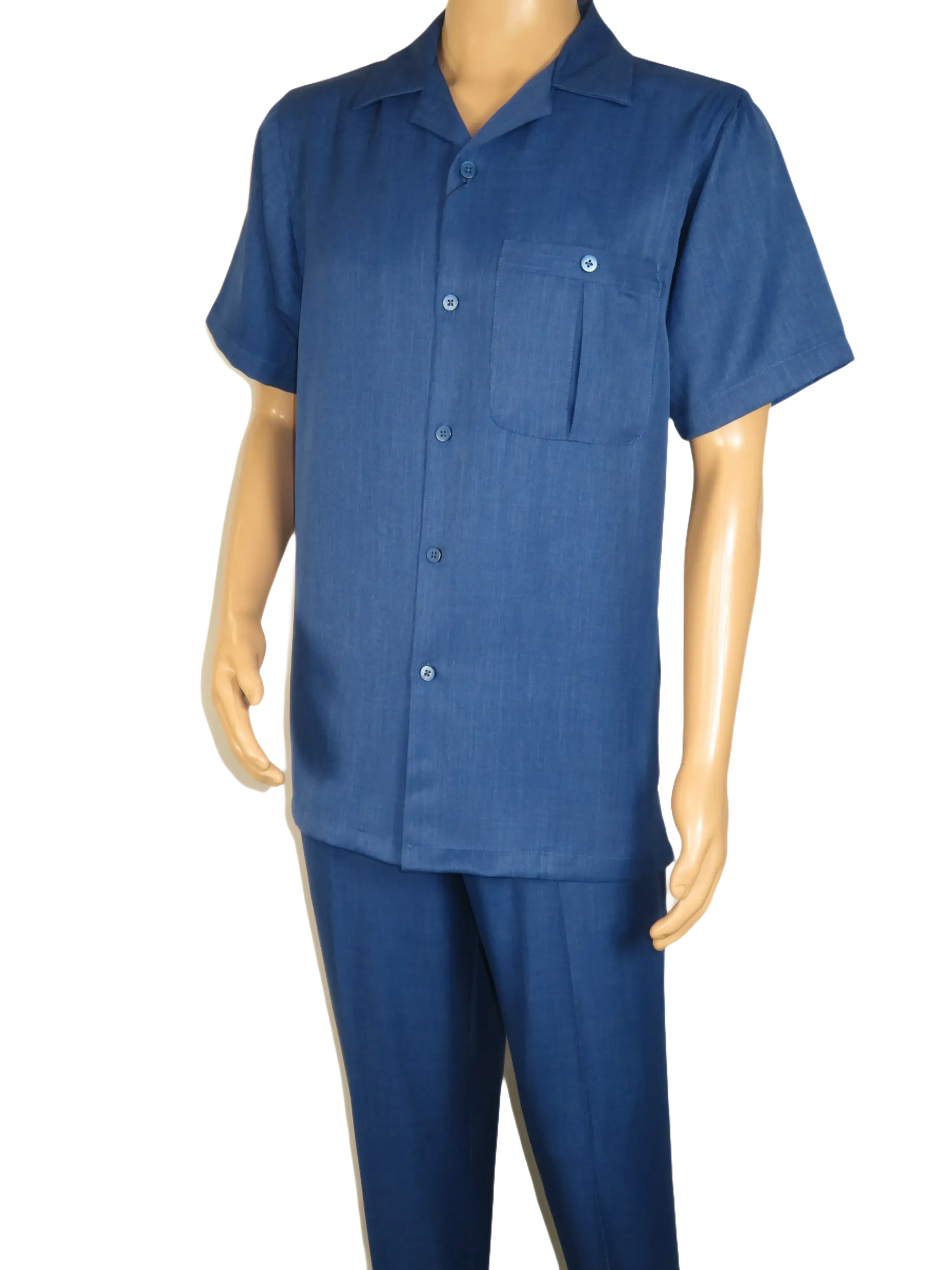 Men 2pc Walking Leisure Suit Short Sleeves By DREAMS 256-41 Sailor Blue