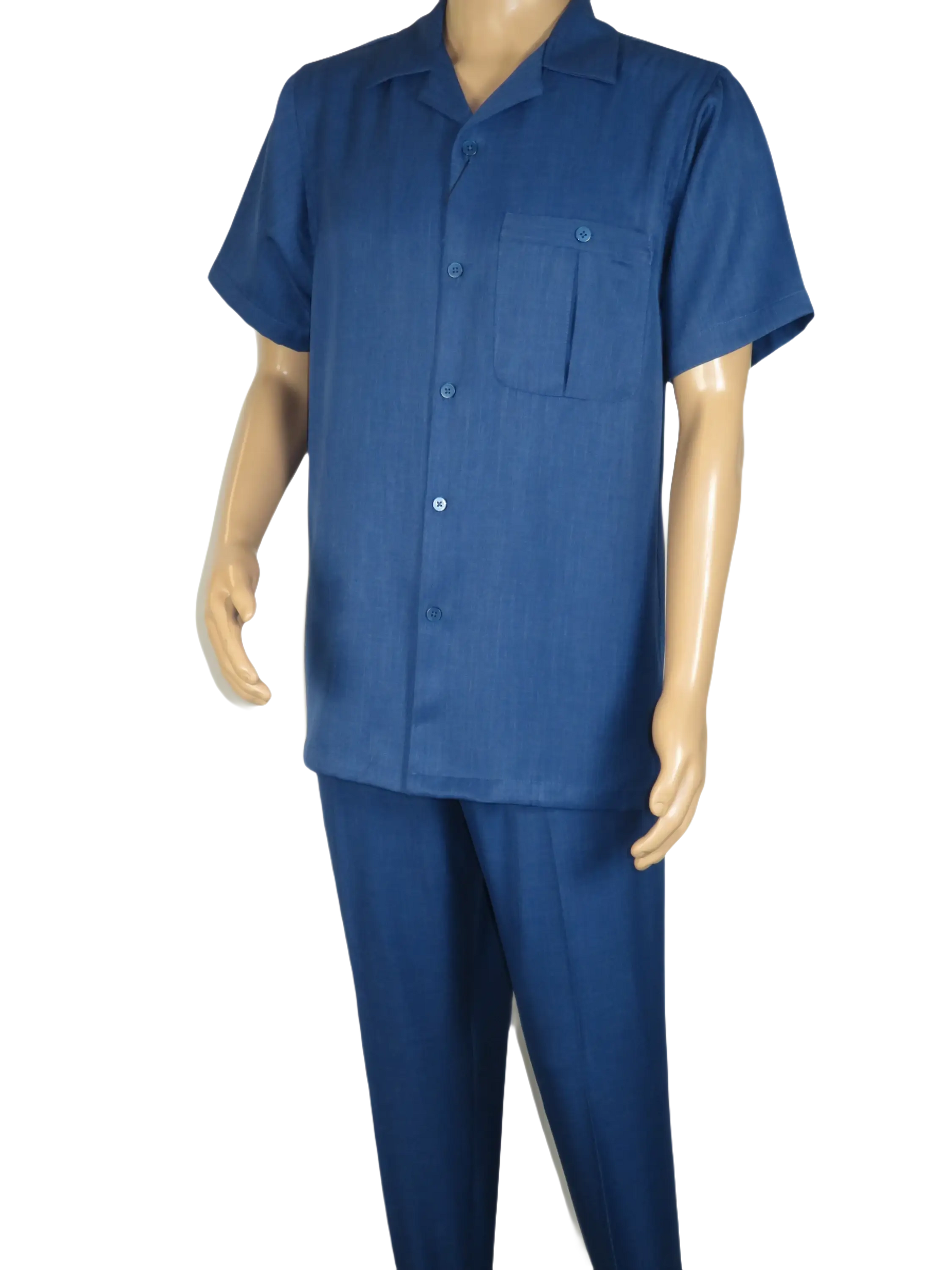 Men 2pc Walking Leisure Suit Short Sleeves By DREAMS 256-41 Sailor Blue