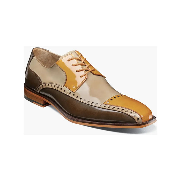 Stacy Adams Plaza Modified Cap Toe Oxford Shoes Leather Olive Multi 25608-302