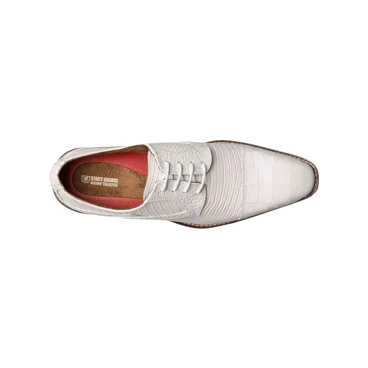25630 - 100 Stacy Adams Tedesco Cap Toe Oxford Lizard Leather Dress Shoes White - J.Valintin Men's Wear Legend - 25630 - 100 White - 8.5
