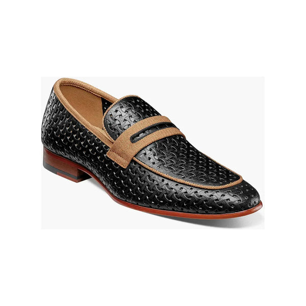 Stacy Adams Winstead Moc Toe Saddle Slip On Summer Shoes Black 25704-001