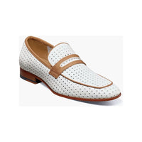 Stacy Adams Winstead Moc Toe Saddle Slip On Summer Shoes White 25704-100